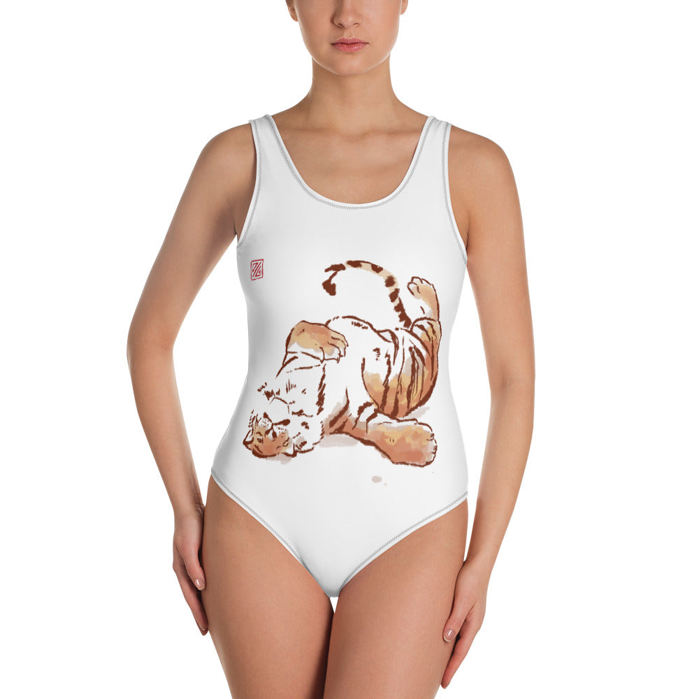Playful Tiger One-Piece Swimsuit