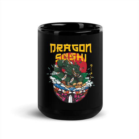 Dragon Sushi Black Glossy Mug