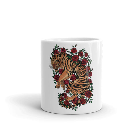 Tiger Rose White Mug